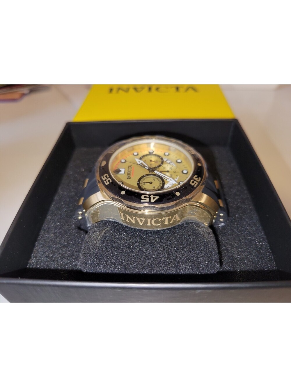 Invicta Men's Watch Pro Diver, Scuba Chronograph Gold Tone and Black Dial- 17566 - Picture 4 of 5